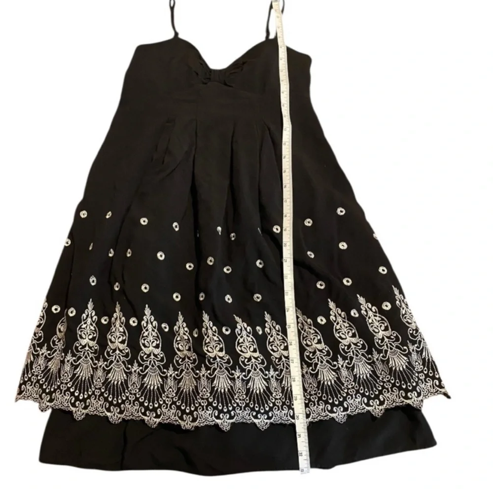 Forever 21 Y2K Black Embroidered Dress Small Boho Slip Dress Festival Party